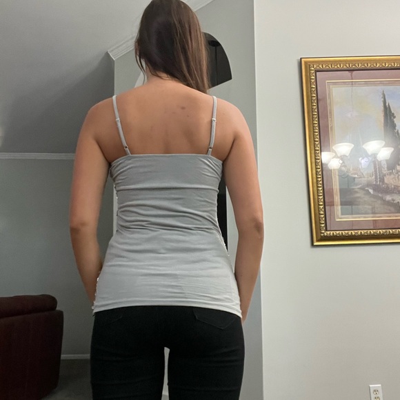 Silver Sparkly Sequin Spaghetti Strap Tank Top - Picture 2 of 3